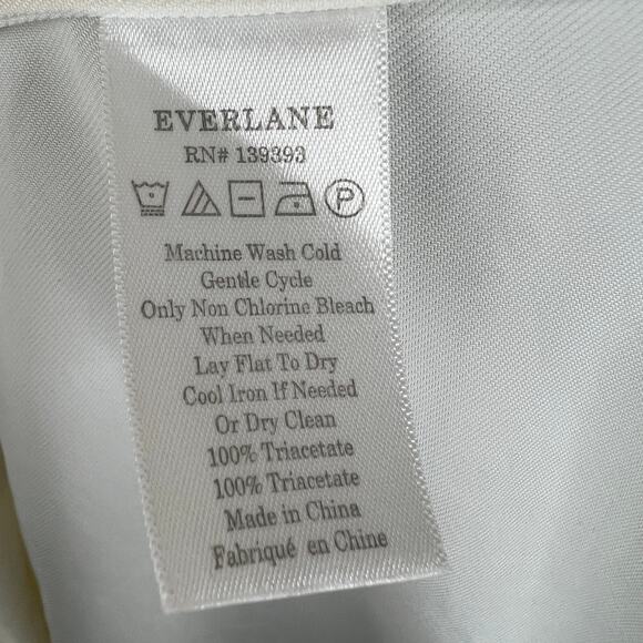 EVERLANE White Ivory Japanese GoWeave Crew Neck 3/4 Sleeve Back Zip Top Blouse 4 - Picture 7 of 7